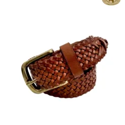 Vintage Leather Belt – Woven Tan