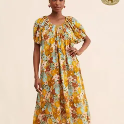 Retro Floral Midi Dress