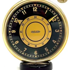 Art Deco Table Clock – Brass & Black