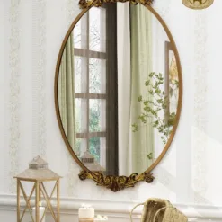 Retro Wall Mirror – Gold Frame Oval