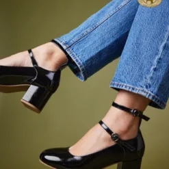 Retro Mary Jane Heels – Black Patent