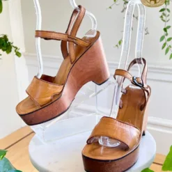 70s Platform Sandals – Tan Leather