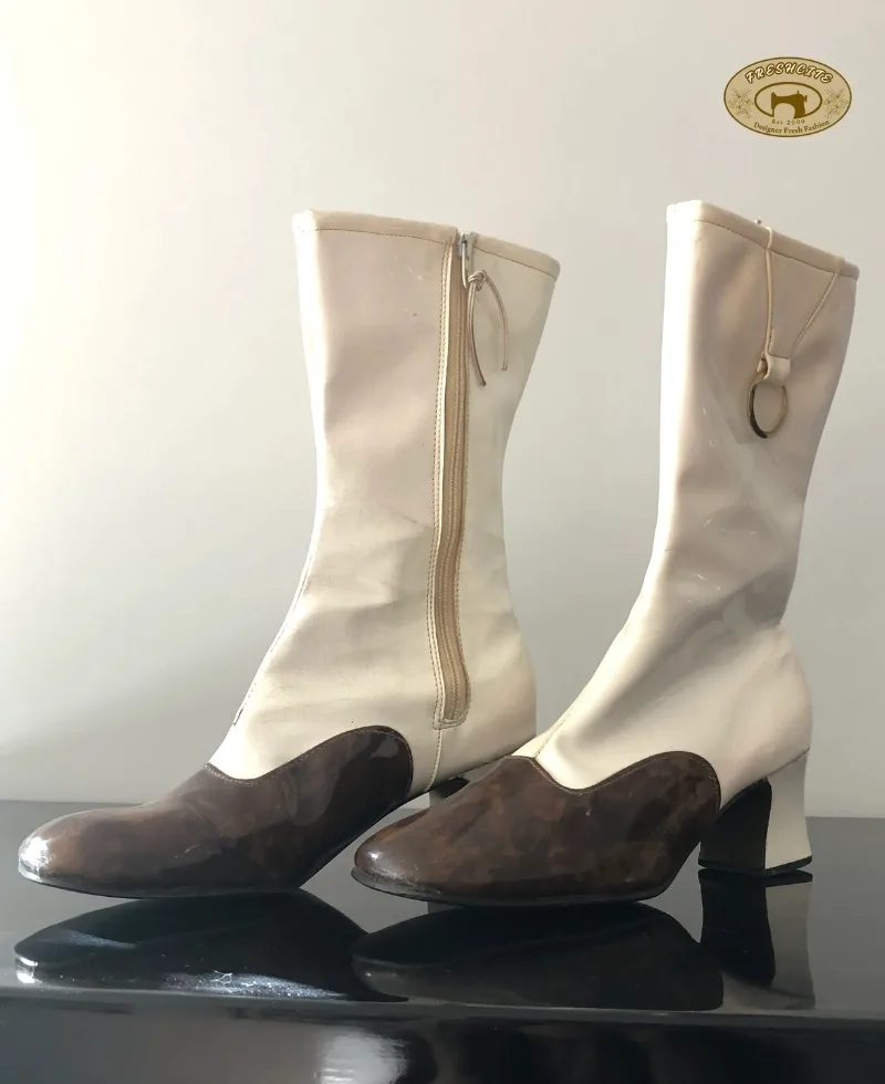 60s Mod Go-Go Boots – White Patent