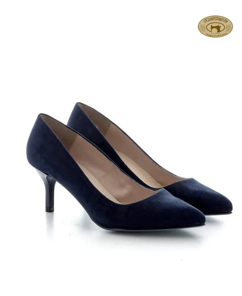 Vintage Kitten Heels – Navy Blue Suede